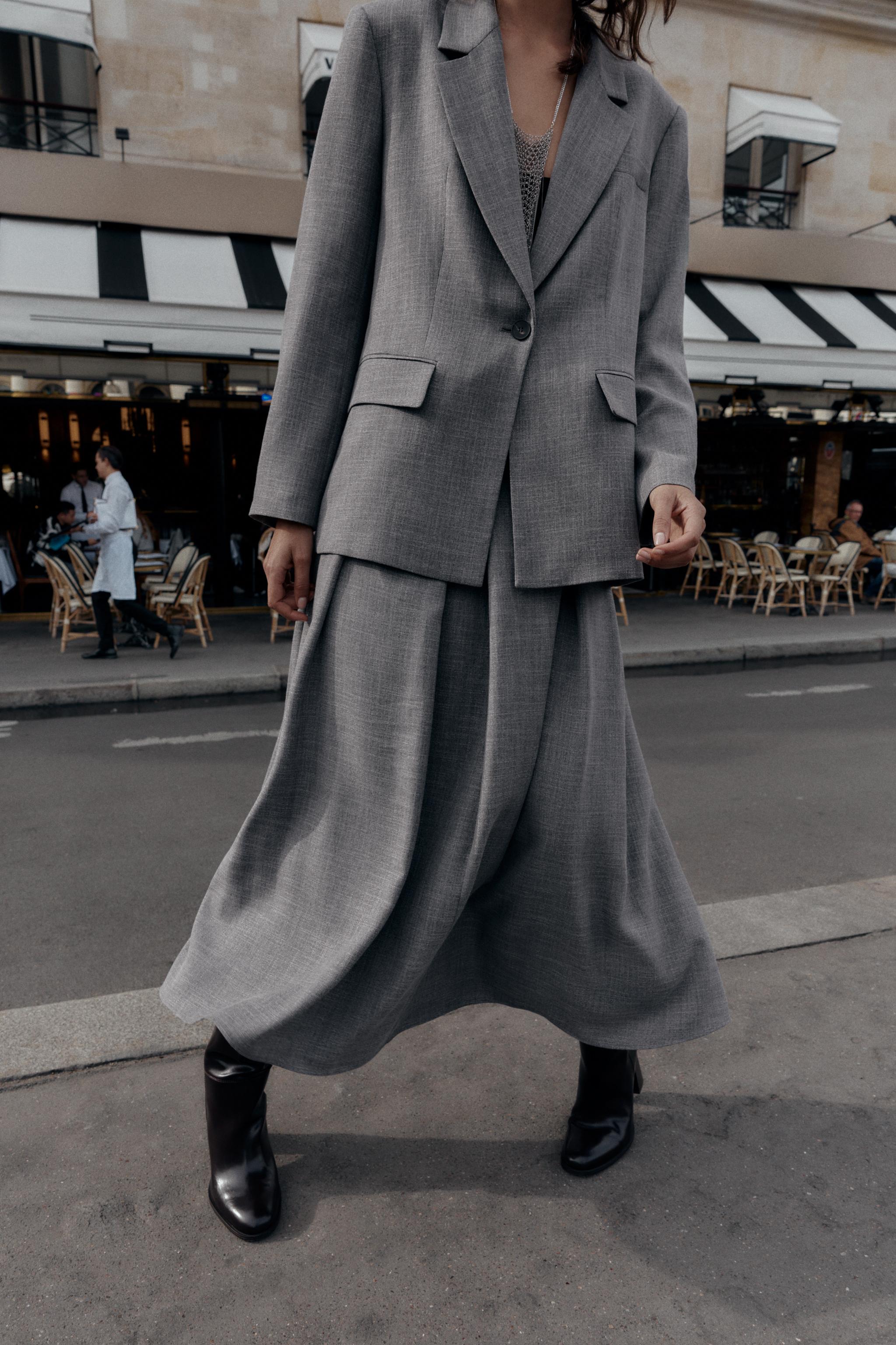 HERRINGBONE BLAZER WITH SHOULDER PADS
